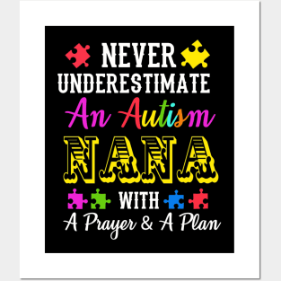 Never Underestimate An Autism NANA T Shirt Awareness Posters and Art